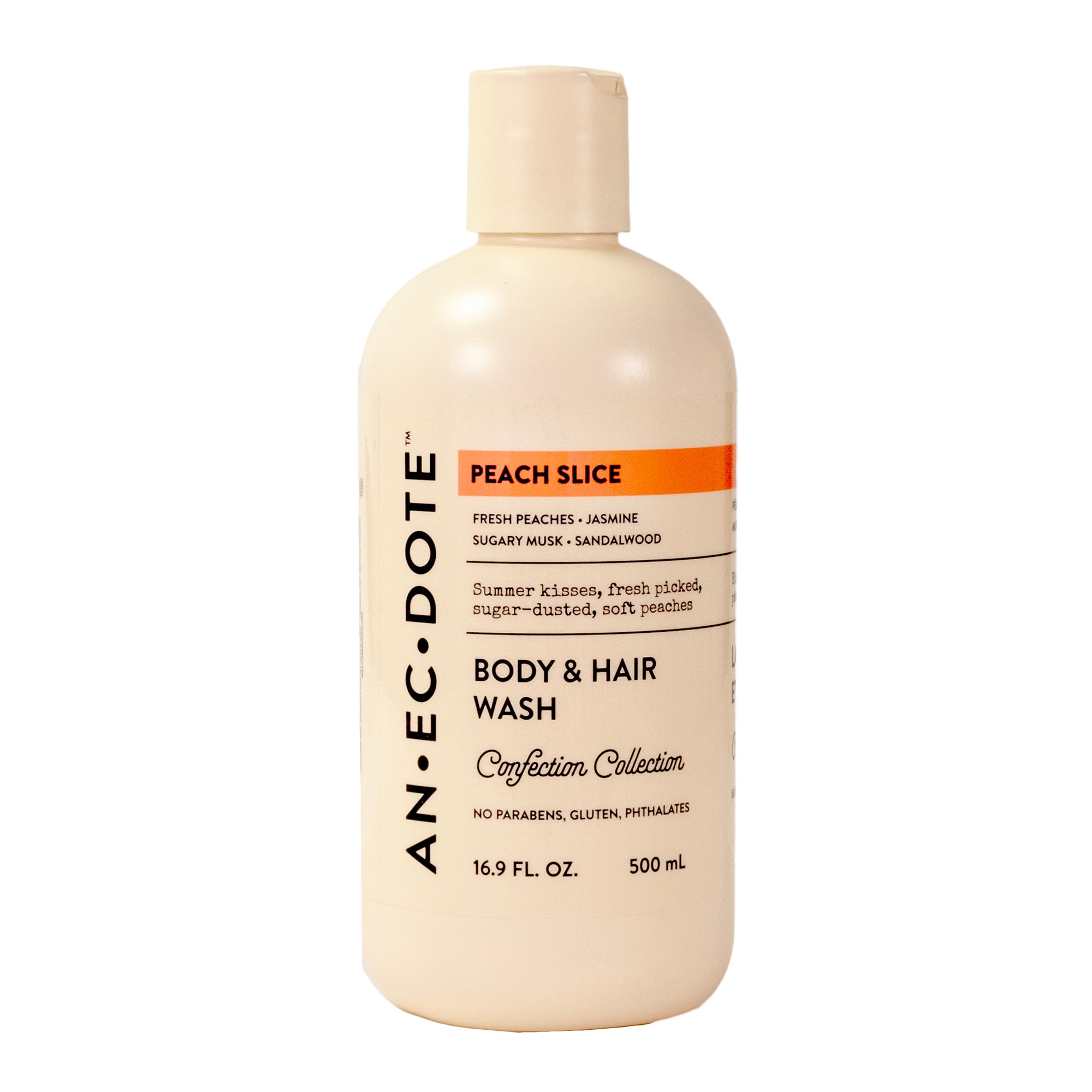 Anecdote Peach Slice Body and Hair Wash, 16.9 FL OZ/500 mL