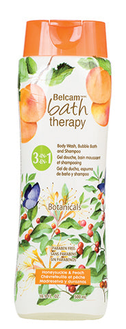 Belcam Bath Therapy Botanicals 3-in-1 Body Wash, Bubble Bath and Shampoo Honeysuckle & Peach